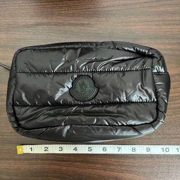 Moncler Black VIP Toiletry Bag Cosmetic Clutch Makeup Puffer Purse New - Picture 3 of 9